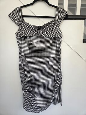 Zara Black and White Gingham Midi Dress